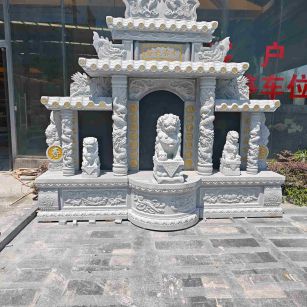 遂宁芝麻白中国黑石材套墓 花岗岩墓碑